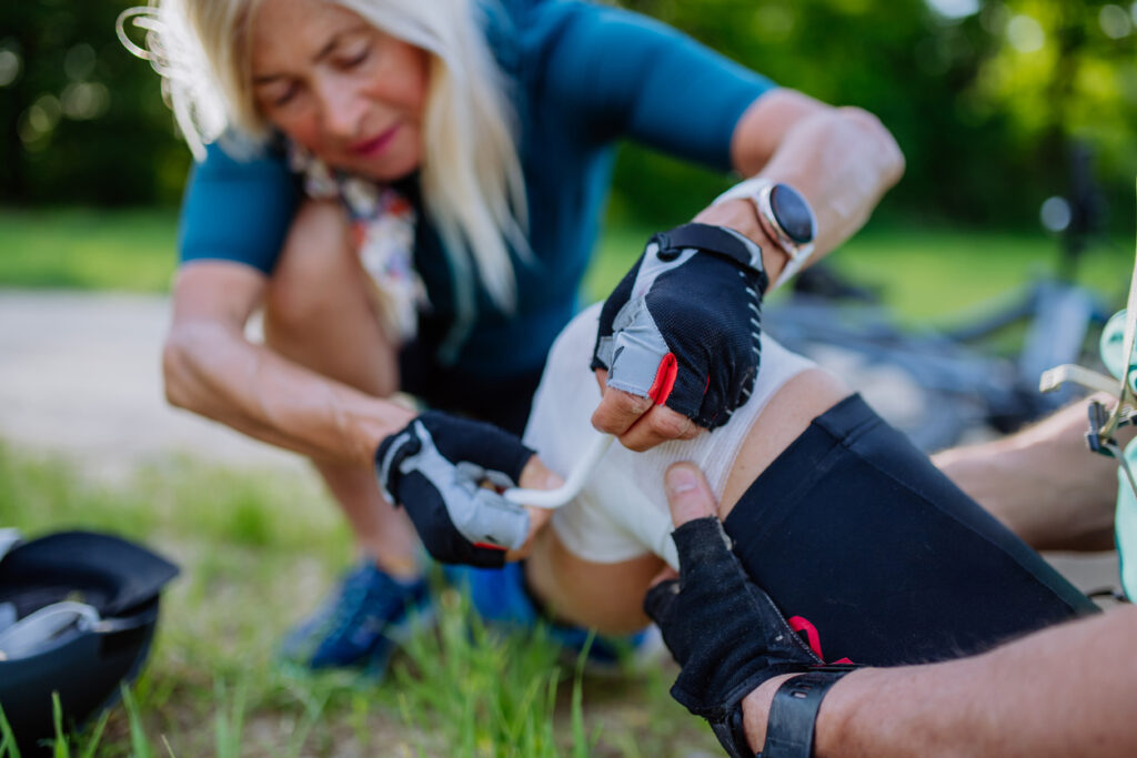 Health and Fitness professional providing first aid